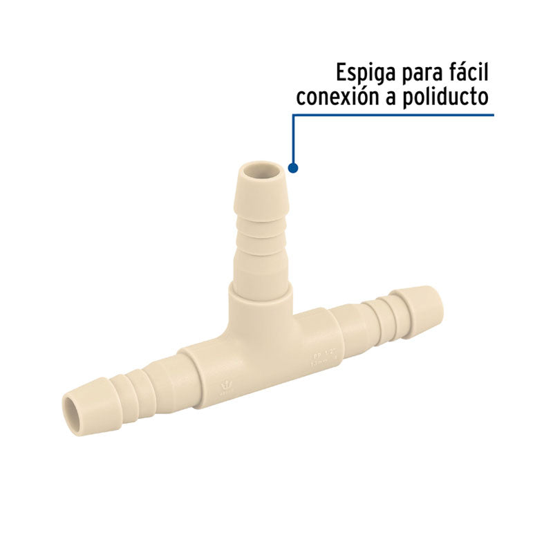 Tee Inserción 1/2" De Polipropileno, Foset