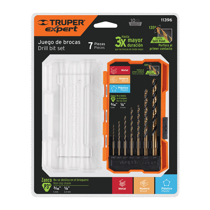 Juego De 7 Brocas Hss Para Metal En Estuche, Truper Expert