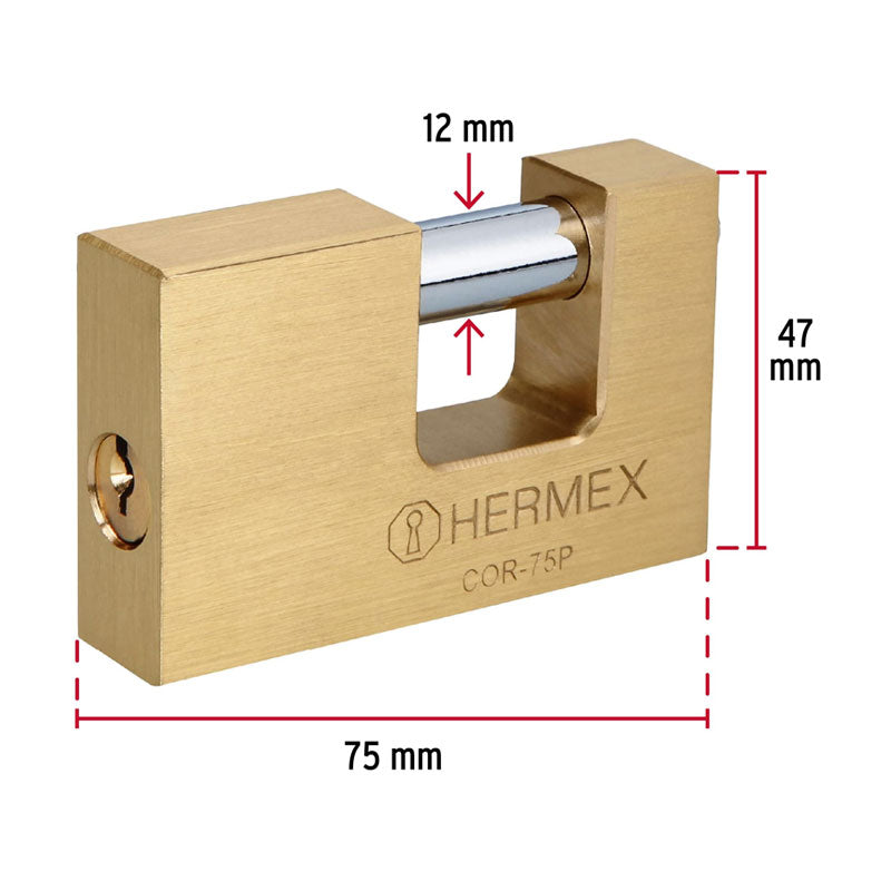 Candado Antipalanca 75 Mm Cuerpo De Latón, Hermex Basic