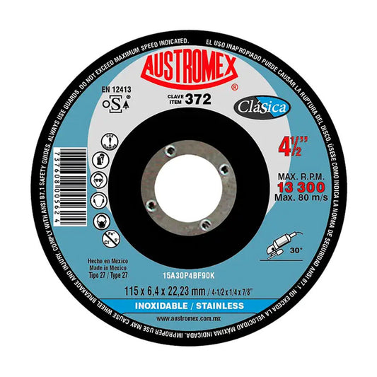 Disco Abrasivo Para Desbaste De 4 1/2" 372 Austromex