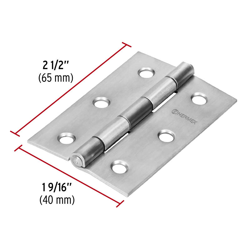 Bisagra Rectangular 2 1/2" Acero Inoxidable, Hermex