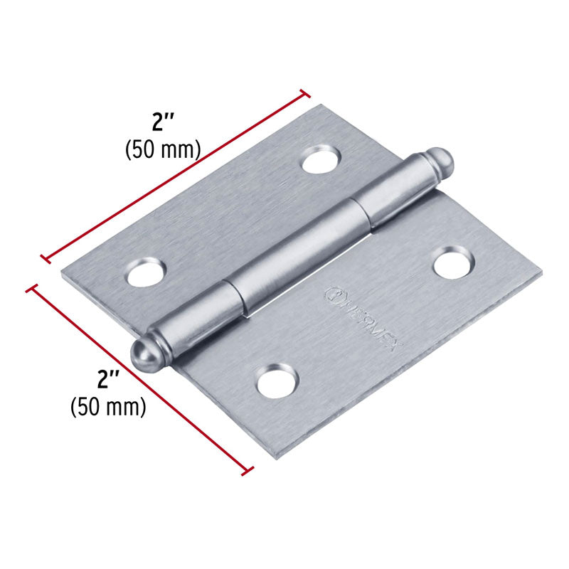 Bisagra Cuadrada 2", Cromo Mate, Cabeza Redonda, Hermex