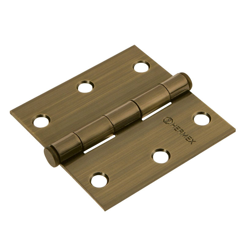 Bisagra Cuadrada 3", Latón Antiguo, Cabeza Plana, Hermex