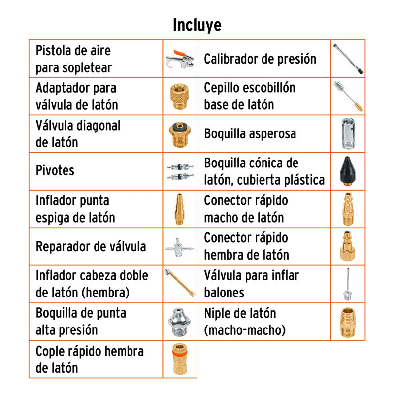 Juego De 18 Piezas Para Compresor De Aire, Truper