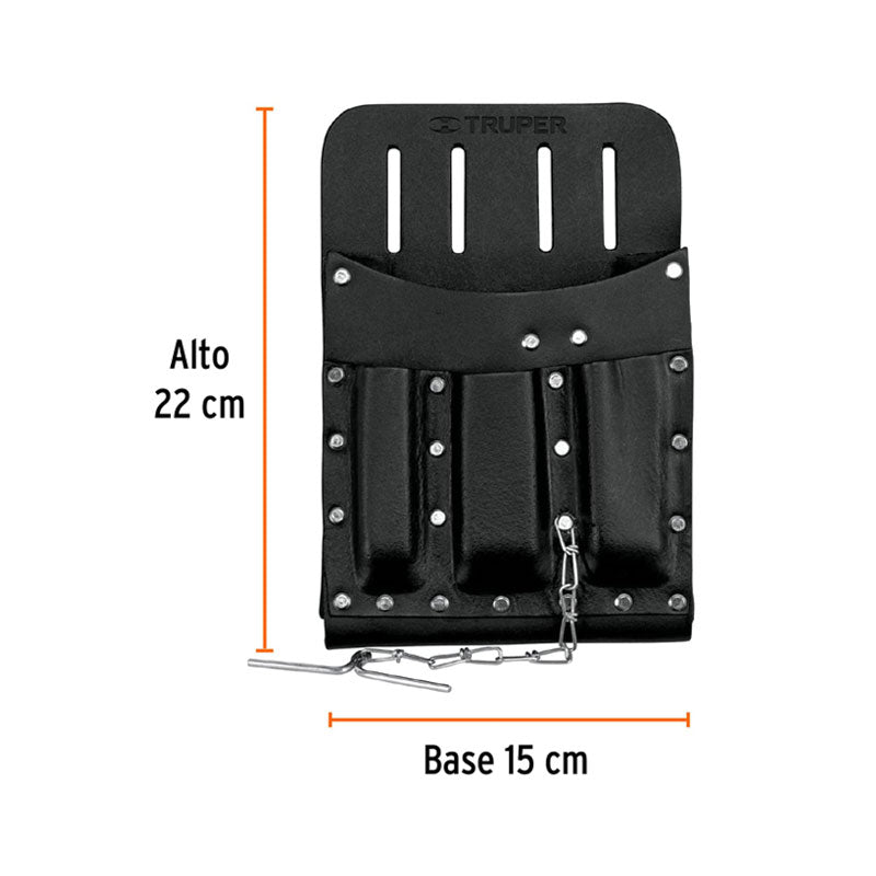 Porta Herramientas De Cuero Con 11 Compartimentos, Truper