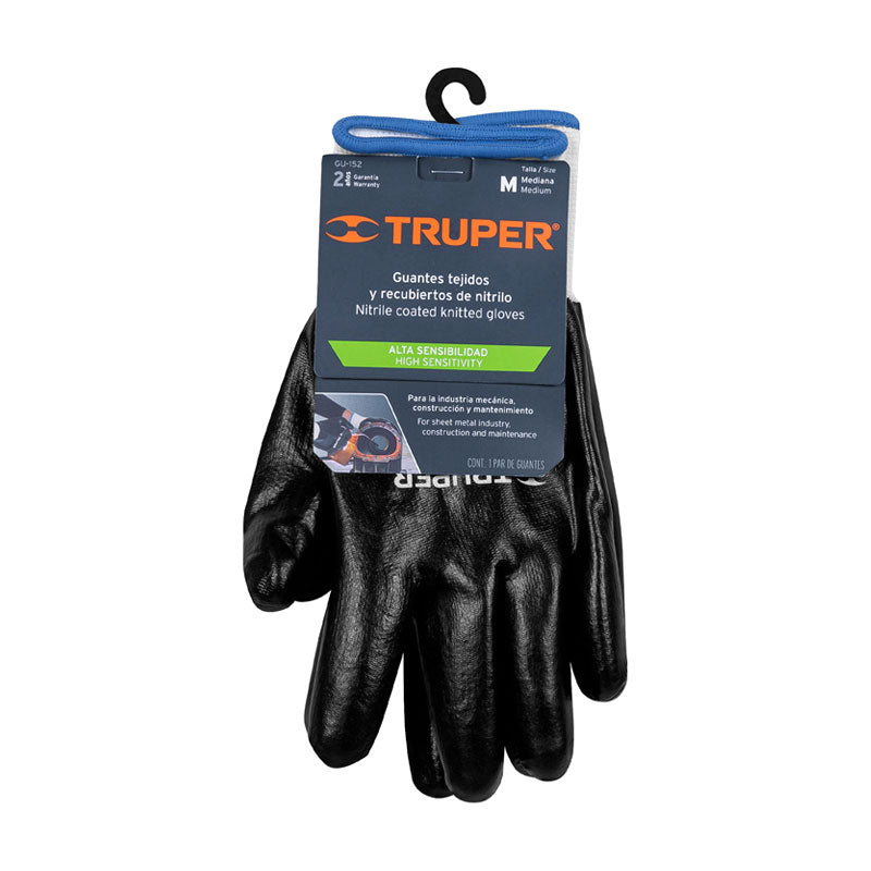 Guantes De Poliéster Con Recubrimiento De Nitrilo, M, Truper