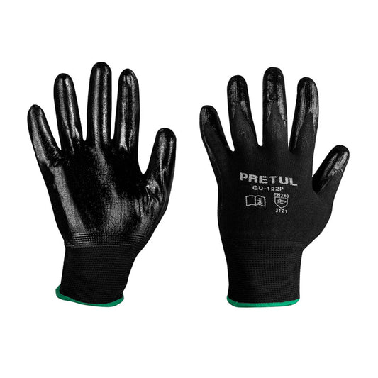 Guantes De Nylon Recubiertos De Nitrilo, M, Pretul