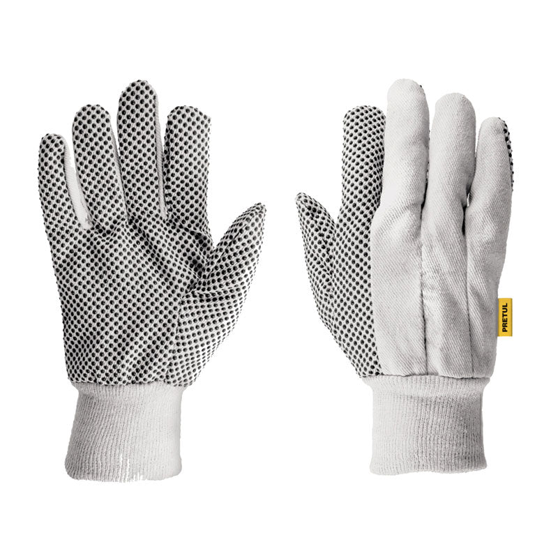 Guantes De Algodón Con Puntos Pvc En Palma, Unitalla, Pretul