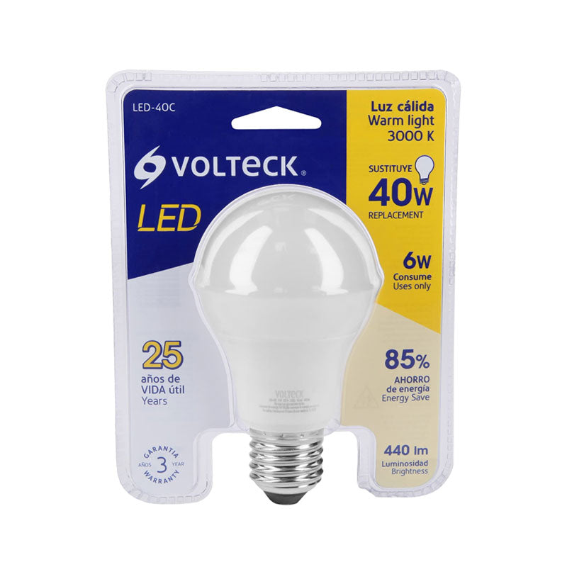 Lámpara Led A19 6 W (Equiv. 40 W), Luz Cálida, Blíster