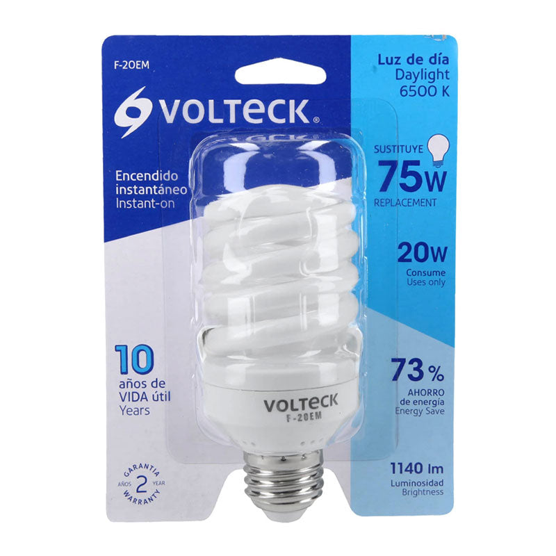 Lámpara Espiral Mini T2 20 W Luz De Día En Blíster, Volteck