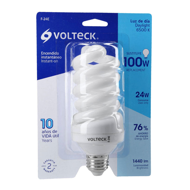 Lámpara Espiral T4 24 W Luz De Día En Blíster, Volteck