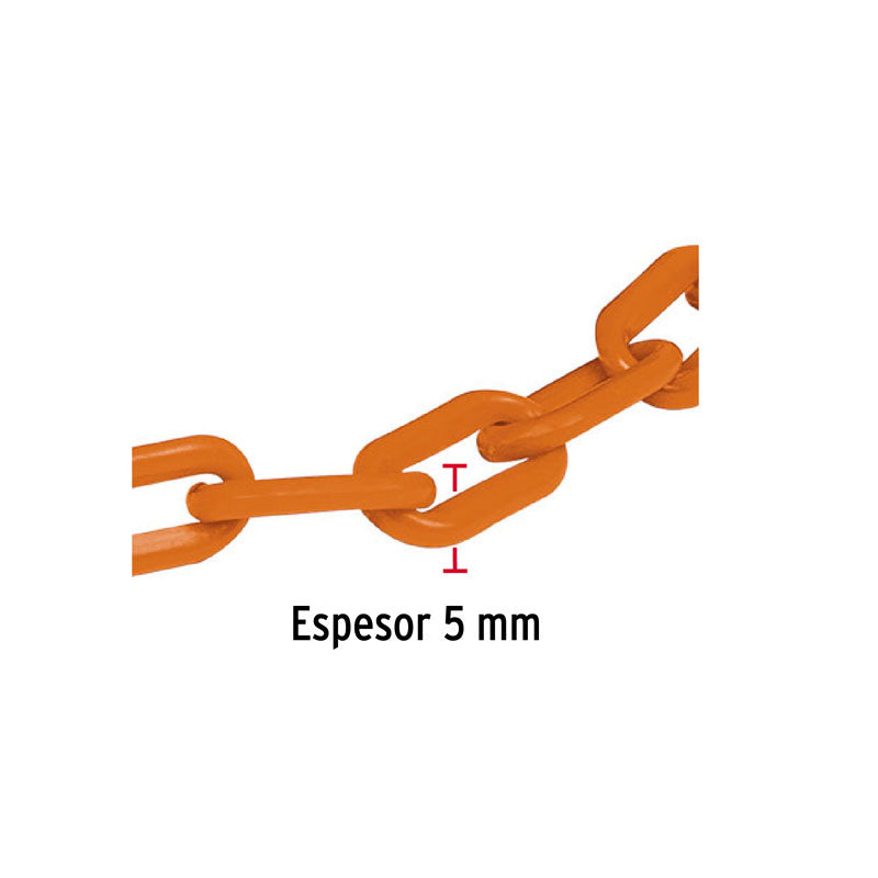 Metro De Cadena De 5 Mm De Plástico Naranja, Carrete De 25 M