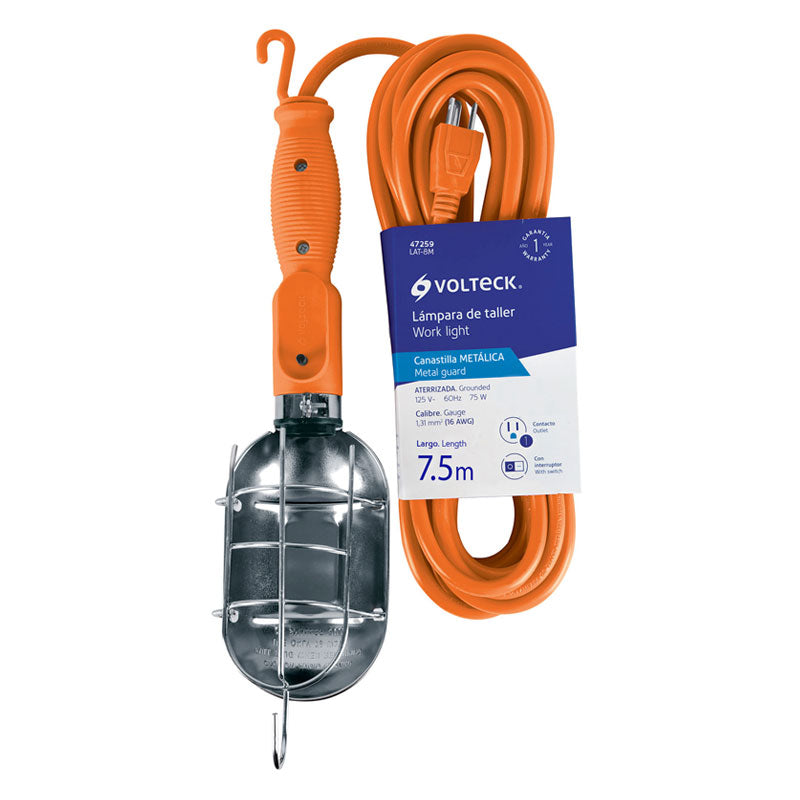 Lámpara De Taller Con Canastilla Metálica 7.5 M, Volteck