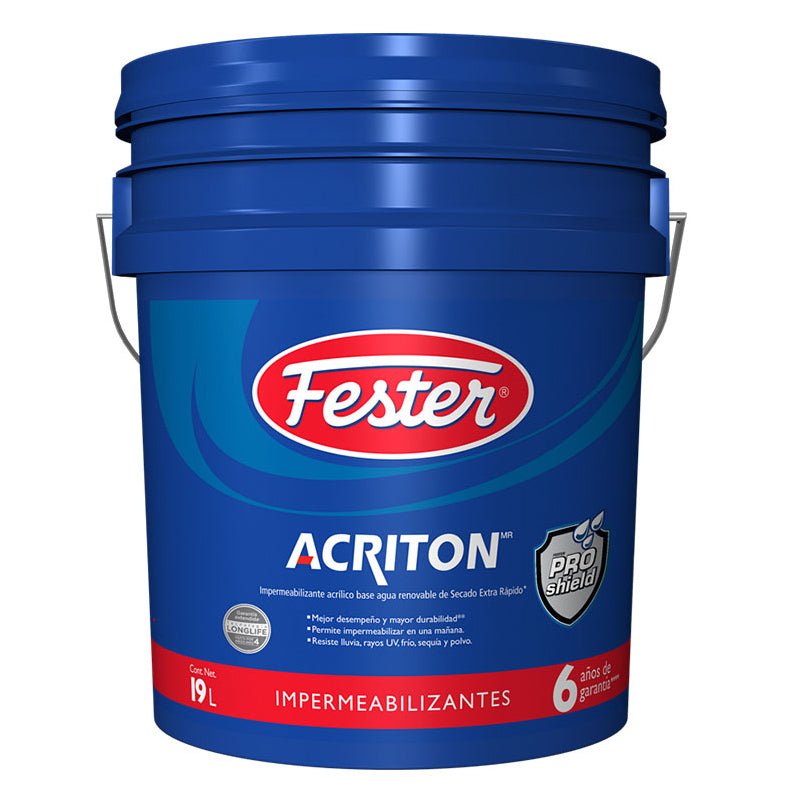 Fester Acriton Color Blanco Proshield De 6 Años, Cubeta De 19 Litros - Tool Ferreterías / Ferretodo - Herramientas y material de construcción.