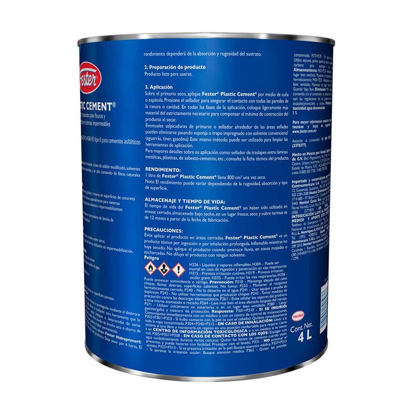 Fester Plastic Cement De 4 Litros - Tool Ferreterías / Ferretodo - Herramientas y material de construcción.