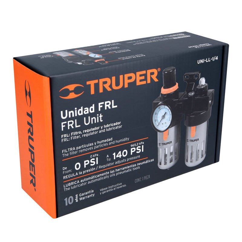 Filtro Y Regulador De Aire Con Módulo De Lubricación, 19238 Truper Unill1/4 - Tool Ferreterías / Ferretodo - Herramientas y material de construcción.