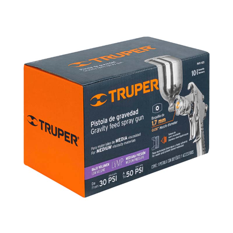 Pistola P/Pintar Gravedad Lvmp Vaso Aluminio, 1.7 Mm 13061, Truper - Tool Ferreterías / Ferretodo - Herramientas y material de construcción.