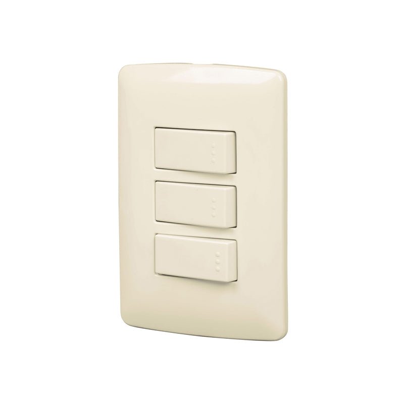 Placa Armada 2 Interruptores 1Escalera Marfil Línea Italiana Volteck - Tool Ferreterías / Ferretodo - Herramientas y material de construcción.