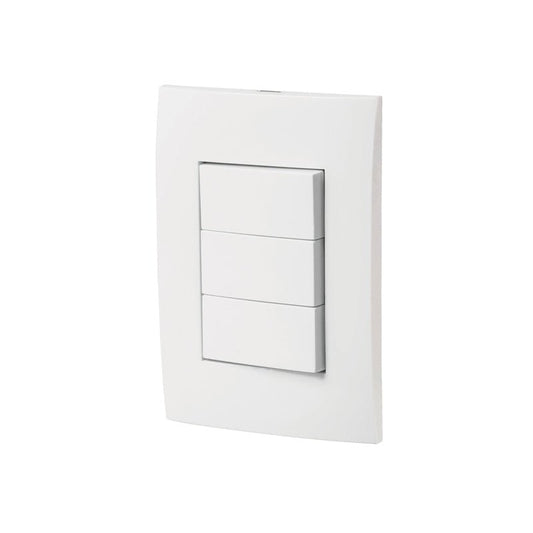 Placa Armada 3 Interruptores Sencillos Línea Oslo Blanco Volteck - Tool Ferreterías / Ferretodo - Herramientas y material de construcción.