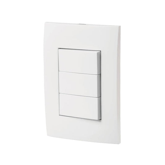 Placa Armada 3 Interruptores Sencillos Y Escalera Oslo Blanco Volteck - Tool Ferreterías / Ferretodo - Herramientas y material de construcción.