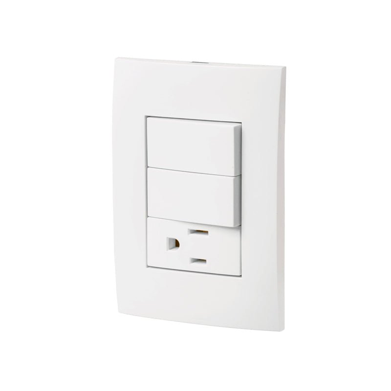 Placa Armada Contacto Y 2 Interruptores Línea Oslo Blanco Volteck - Tool Ferreterías / Ferretodo - Herramientas y material de construcción.
