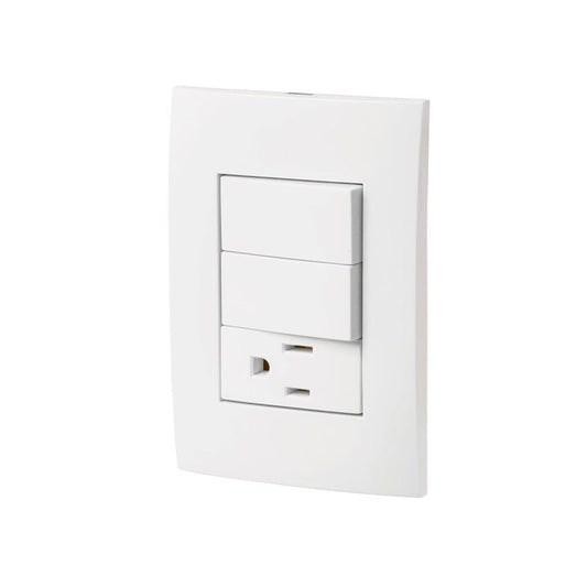 Placa Armada Contacto Y 2 Interruptores Línea Oslo Blanco Volteck - Tool Ferreterías / Ferretodo - Herramientas y material de construcción.