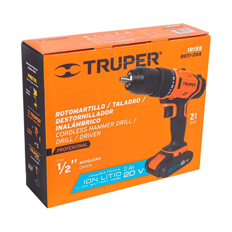 Rotomartillo Inalámbrico 1/2", 20 V 18155, Truper - Tool Ferreterías / Ferretodo - Herramientas y material de construcción.